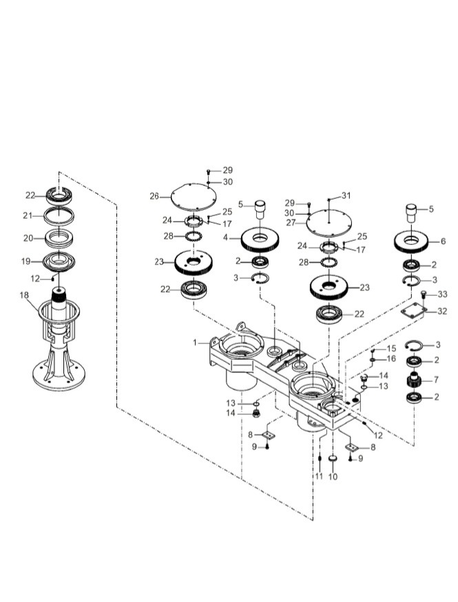 Desenho explodido — Caixa Corte Base Case A8800/9900